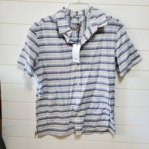 NWT Goodfellow slim men size M short sleeve buttonup Northrop shirt horizon blue